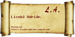 Licskó Adrián névjegykártya