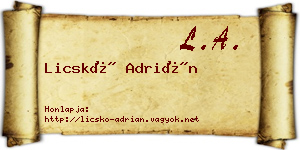 Licskó Adrián névjegykártya